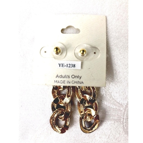 NAVY & GOLD LINK EARRINGS #109 - Picture 2 of 2